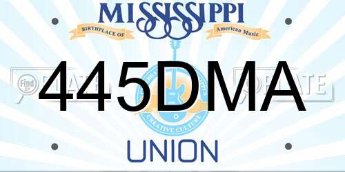 445DMA Mississippi License Plate