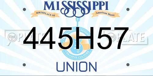 445H57 Mississippi License Plate