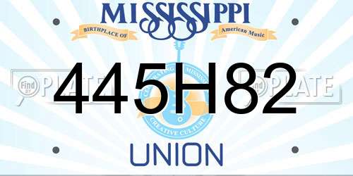445H82 Mississippi License Plate