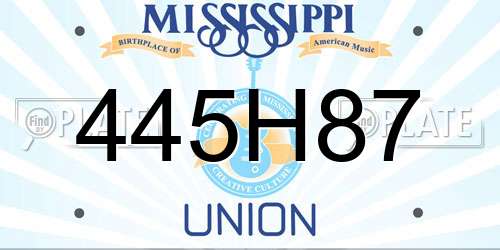 445H87 Mississippi License Plate