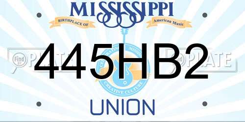 445HB2 Mississippi License Plate