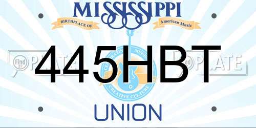 445HBT Mississippi License Plate