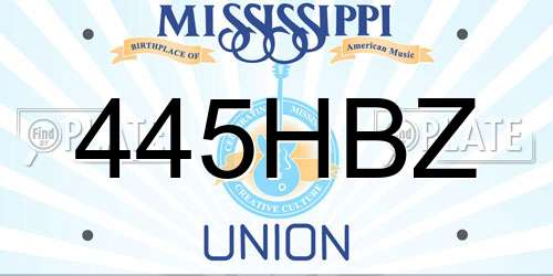 445HBZ Mississippi License Plate