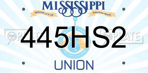 445HS2 Mississippi License Plate