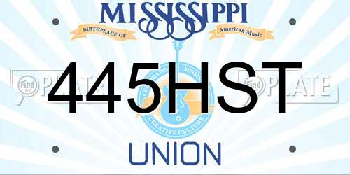 445HST Mississippi License Plate