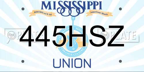 445HSZ Mississippi License Plate