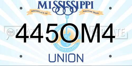 445OM4 Mississippi License Plate