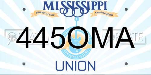 445OMA Mississippi License Plate