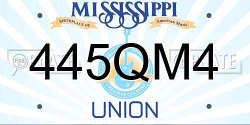 445QM4 Mississippi License Plate