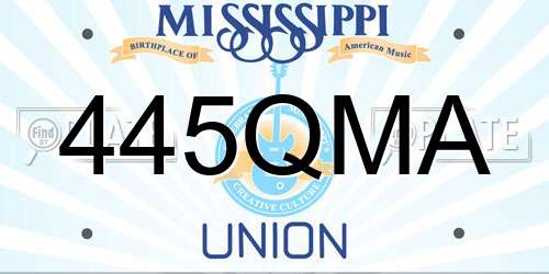 445QMA Mississippi License Plate