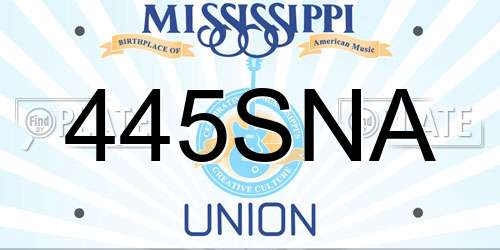 445SNA Mississippi License Plate
