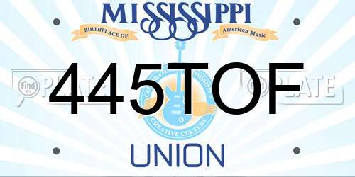 445TOF Mississippi License Plate