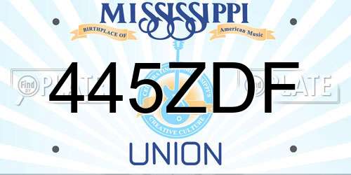 445ZDF Mississippi License Plate