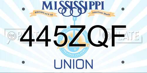 445ZQF Mississippi License Plate