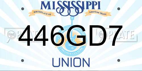 446GD7 Mississippi License Plate