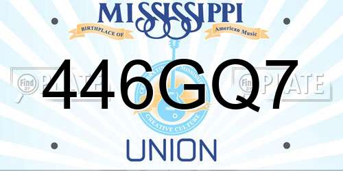 446GQ7 Mississippi License Plate