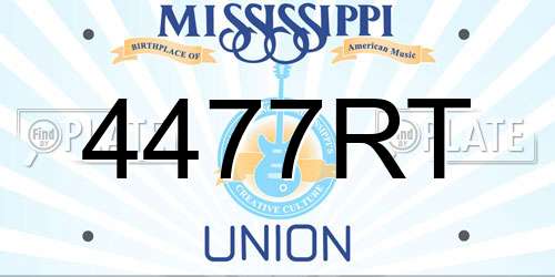 4477RT Mississippi License Plate