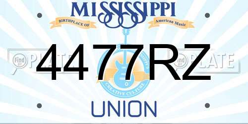 4477RZ Mississippi License Plate