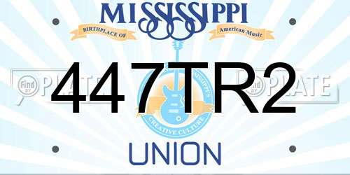 447TR2 Mississippi License Plate