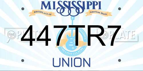 447TR7 Mississippi License Plate