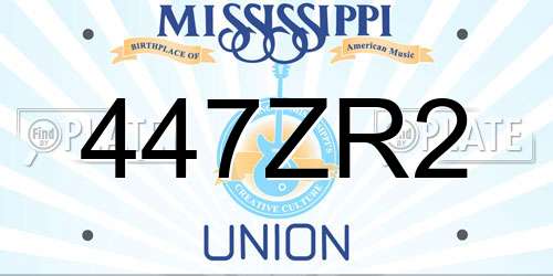 447ZR2 Mississippi License Plate