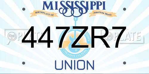 447ZR7 Mississippi License Plate