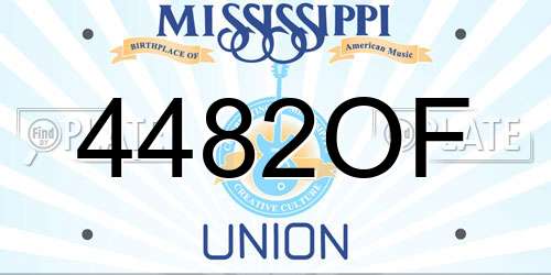 4482OF Mississippi License Plate