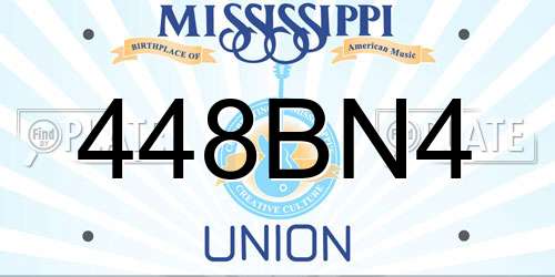 448BN4 Mississippi License Plate
