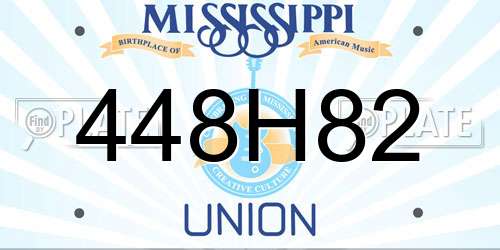 448H82 Mississippi License Plate