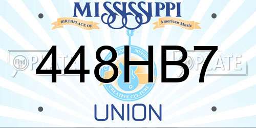 448HB7 Mississippi License Plate