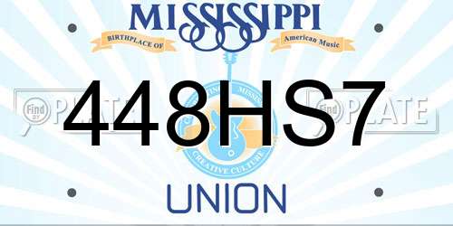 448HS7 Mississippi License Plate