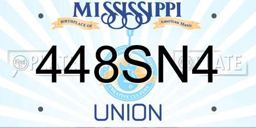 448SN4 Mississippi License Plate
