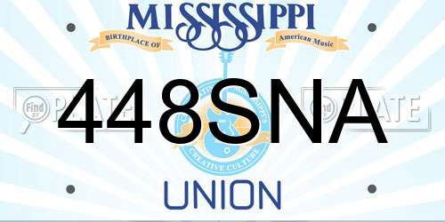 448SNA Mississippi License Plate