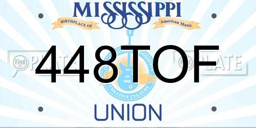 448TOF Mississippi License Plate