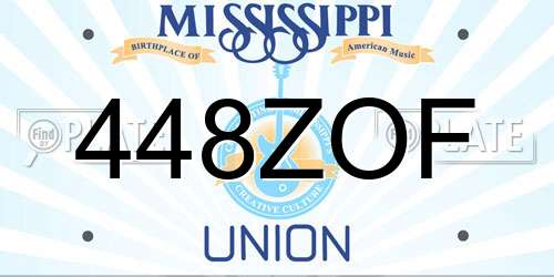448ZOF Mississippi License Plate