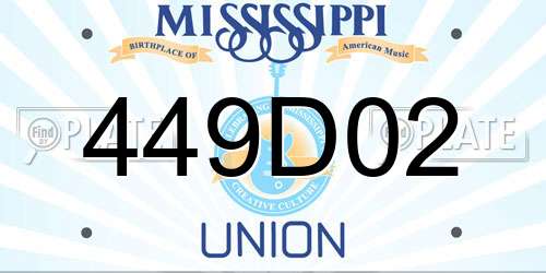 449D02 Mississippi License Plate