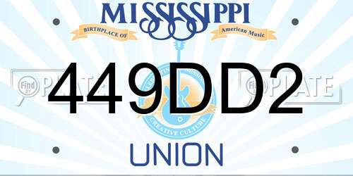 449DD2 Mississippi License Plate