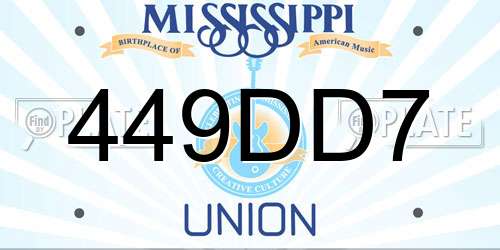 449DD7 Mississippi License Plate
