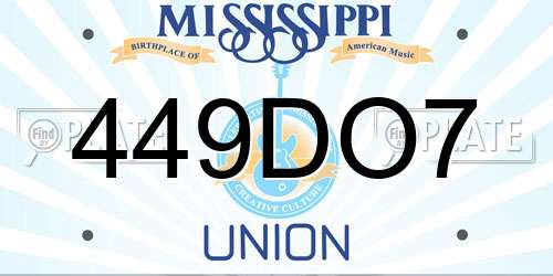 449DO7 Mississippi License Plate