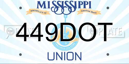 449DOT Mississippi License Plate
