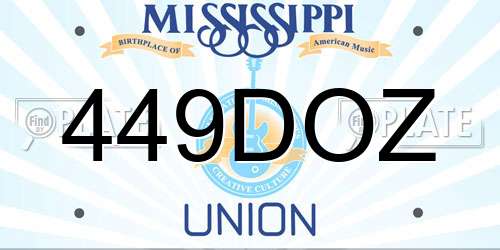 449DOZ Mississippi License Plate