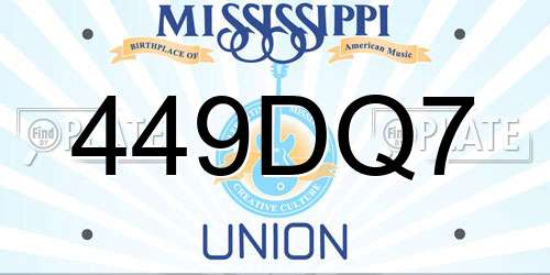 449DQ7 Mississippi License Plate