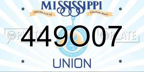 449O07 Mississippi License Plate