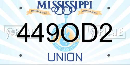 449OD2 Mississippi License Plate