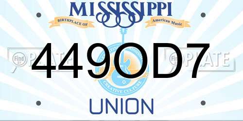 449OD7 Mississippi License Plate