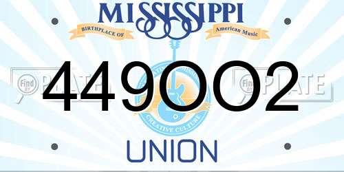 449OO2 Mississippi License Plate