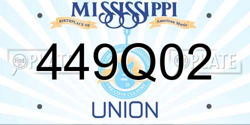 449Q02 Mississippi License Plate