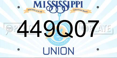 449Q07 Mississippi License Plate