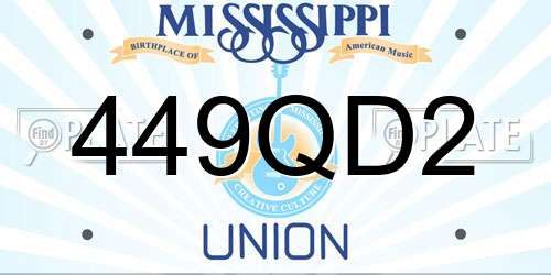 449QD2 Mississippi License Plate