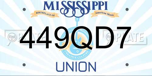 449QD7 Mississippi License Plate